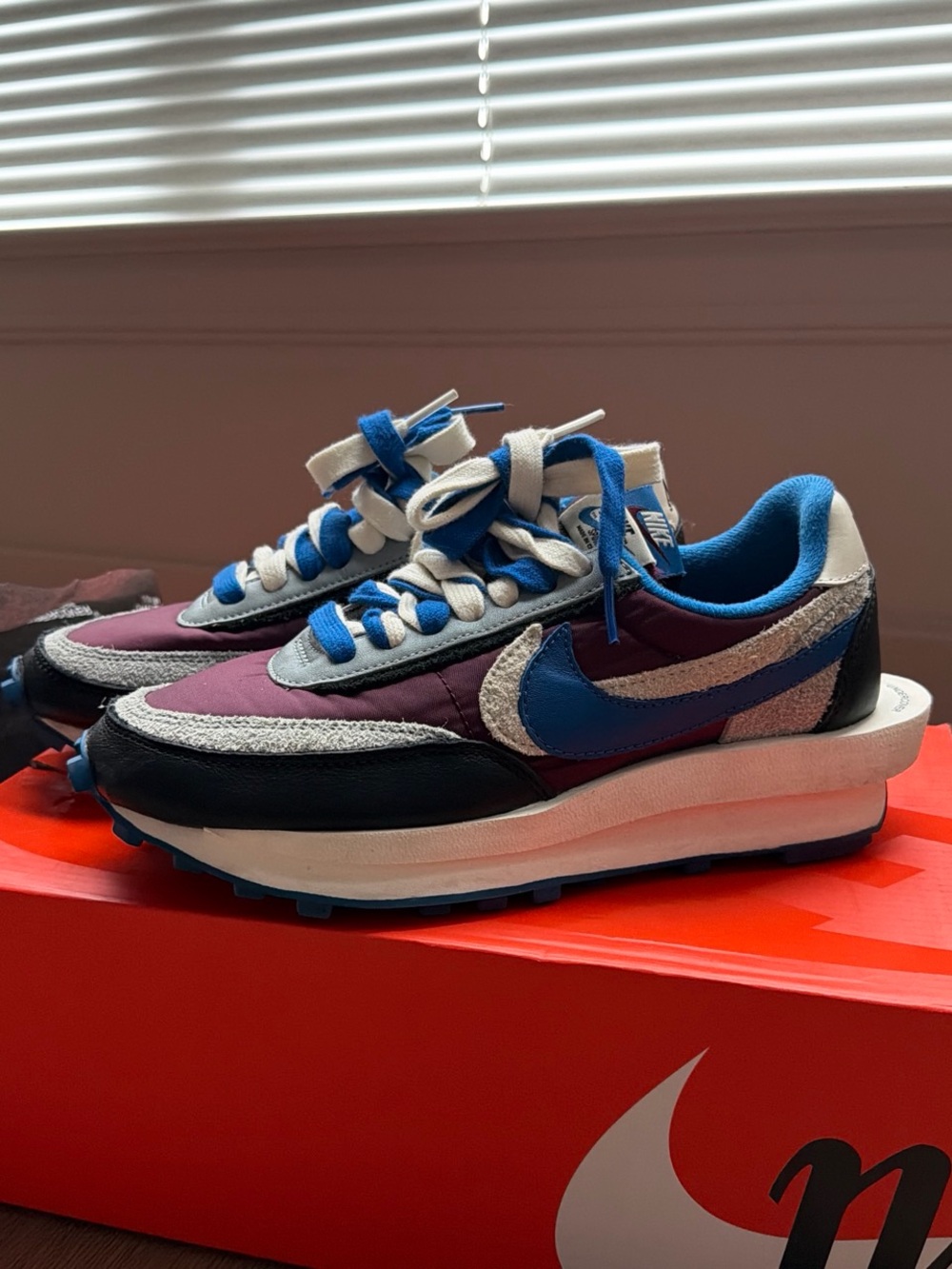 Nike Two-Tone Blue & Purple Layered Swoosh Sneakers